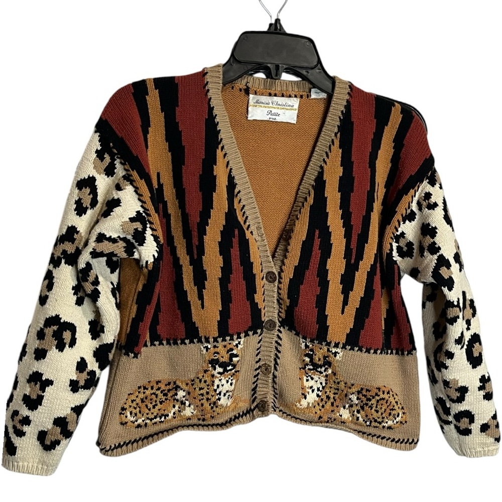 Vintage Marisa Christina Cropped Animal Sweater